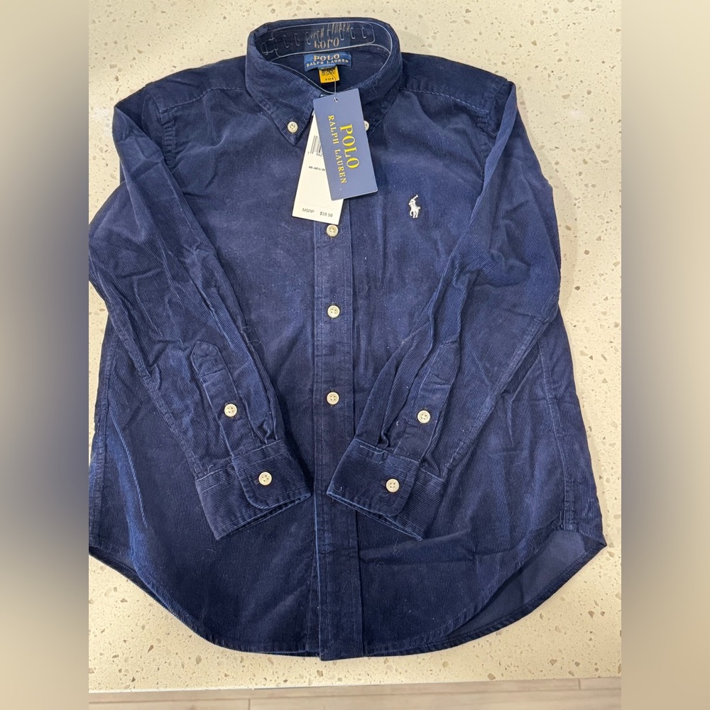 Ralph Lauren Men's Navy Button Down Shirt